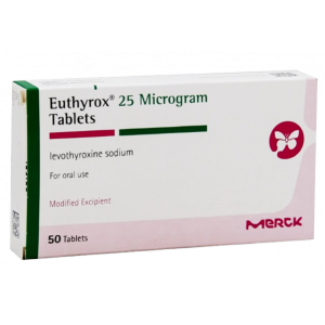 EUTHYROX 25 MCG ( LEVOTHYROXINE SODIUM ) FOR ORAL USE 50 TABLETS